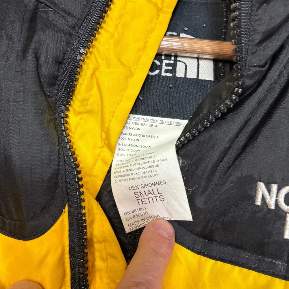 Vintage The North Face‎ Nuptse 700 Puffer Vest Mens Small Yellow Black Gorpcore